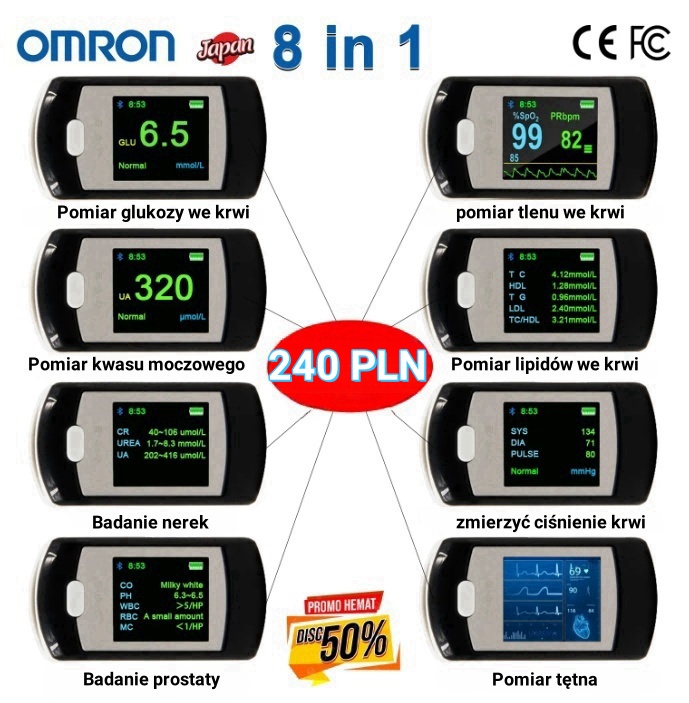 🌟 Nieinwazyjny Glukometr Omron – Pomiar w 5 Sekund ⏱️, Dokładność aż 99% ✅