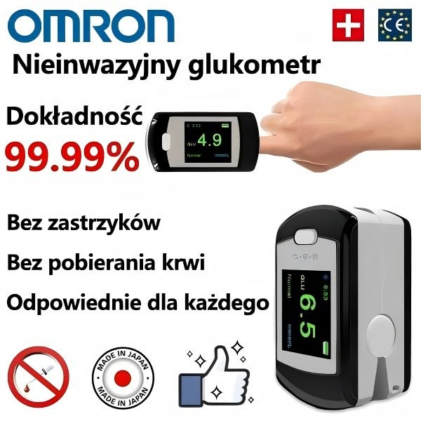 💥 Nieinwazyjny glukometr OMRON – Pomiar w 5s ⏱️ | Dokładność 99% ✅ | Bez bólu! 🩸🚫