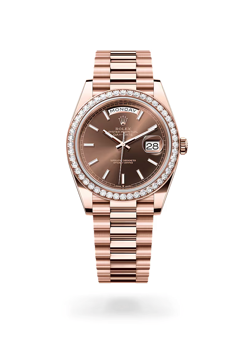Rolex Day-Date 40 Oyster, 40 mm, růžové zlato a diamanty