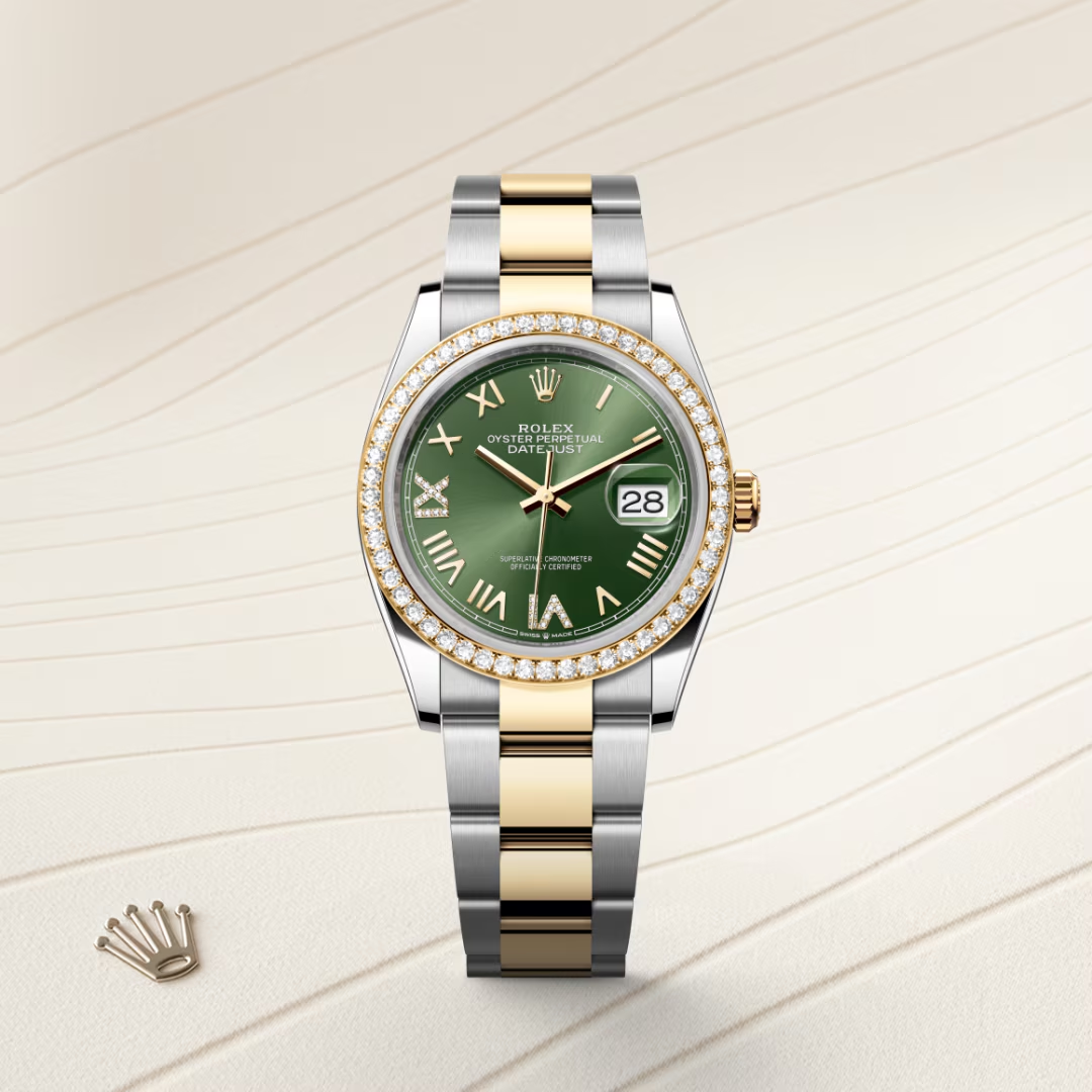 Rolex Datejust 36 Oyster, 36 mm, ocel Oystersteel, žluté zlato a diamanty