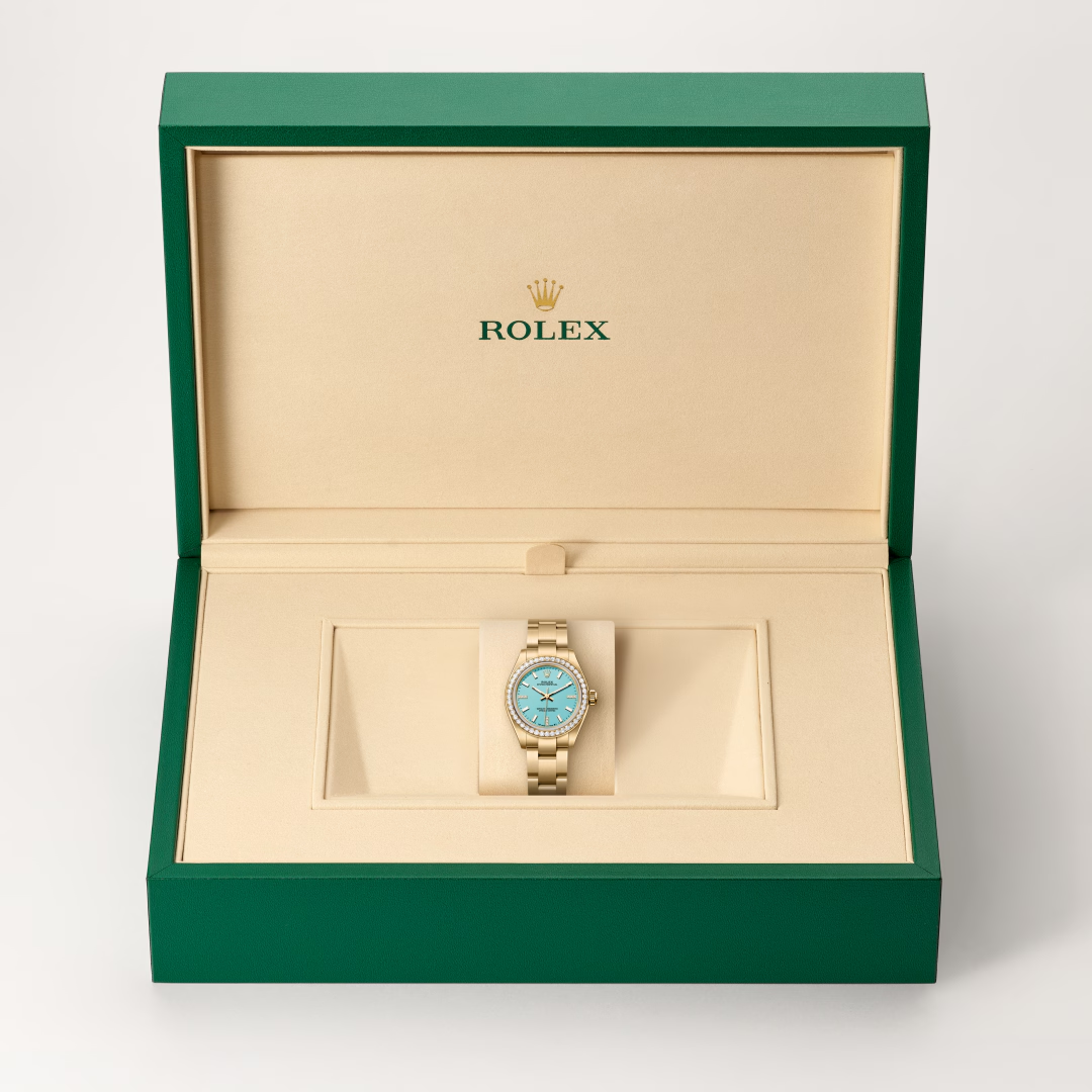 Rolex Oyster Perpetual 28 Oyster, 28 mm, žluté zlato a diamanty