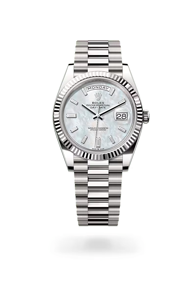 Rolex Day-Date 40 Oyster, 40 mm, bílé zlato