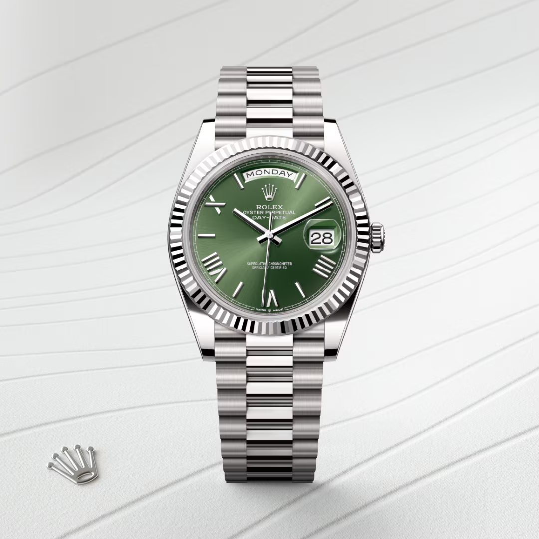 Rolex Day-Date 40 Oyster, 40 mm, bílé zlato