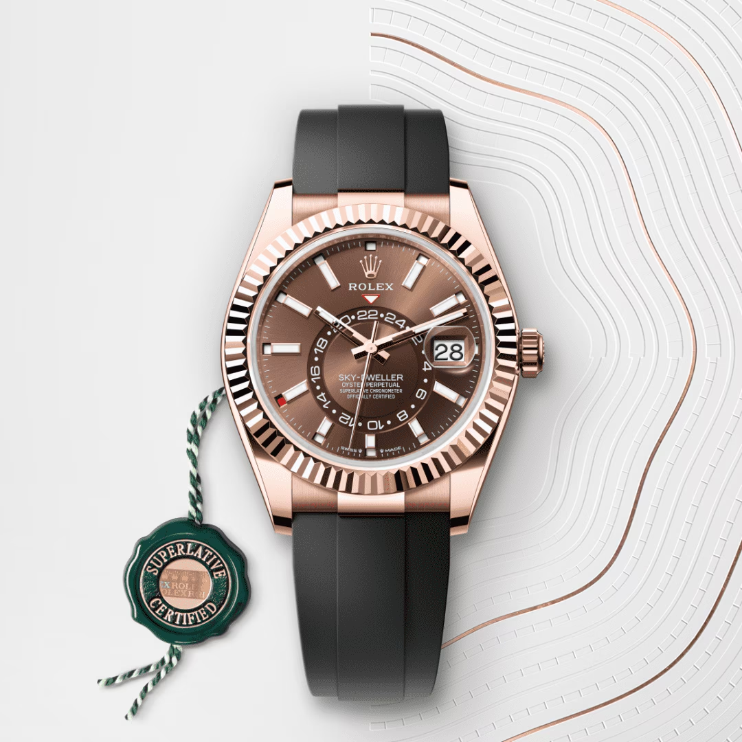 Rolex Sky-Dweller Oyster, 42 mm, zlatá Everose