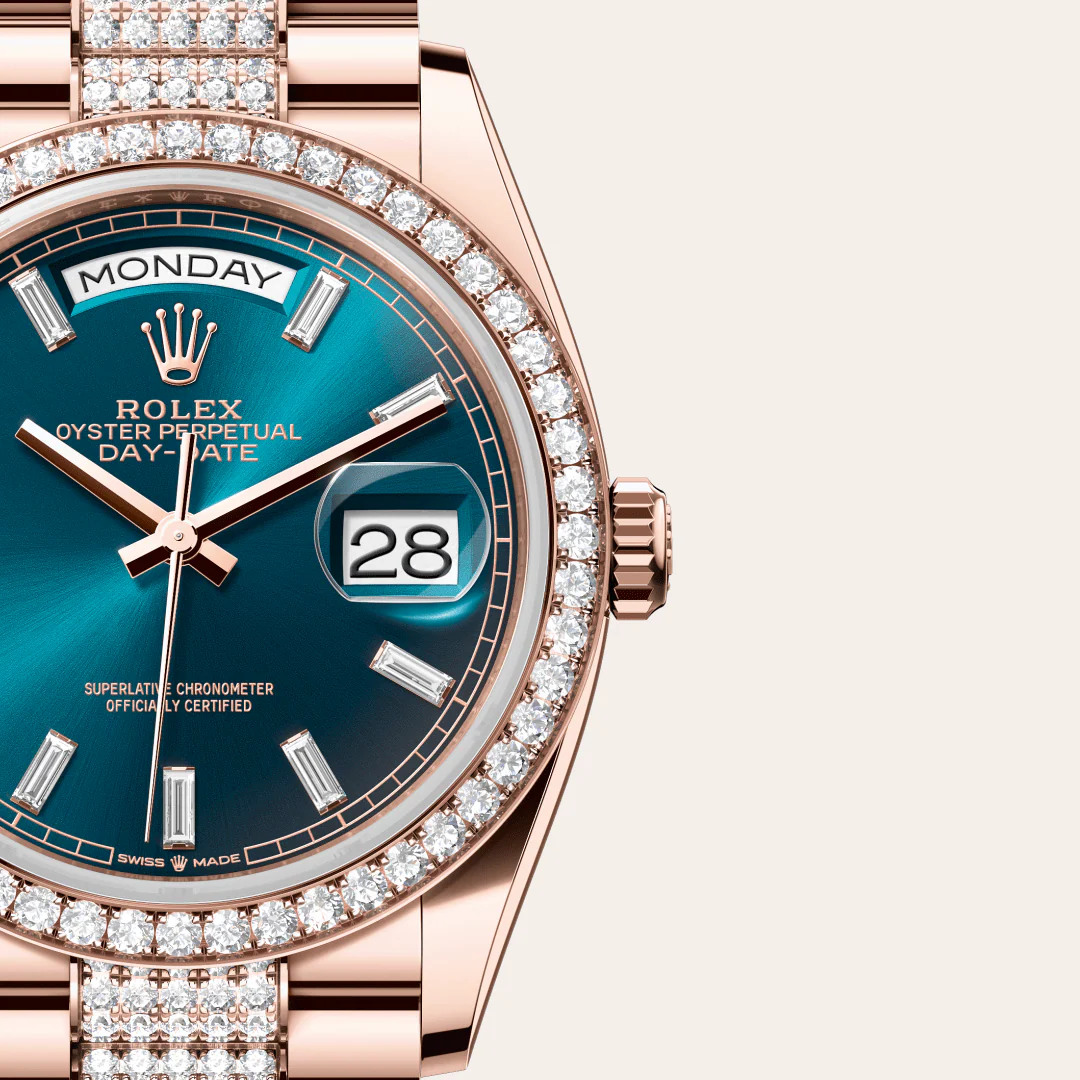 Rolex Day-Date 36 Oyster, 36 mm, růžové zlato a diamanty
