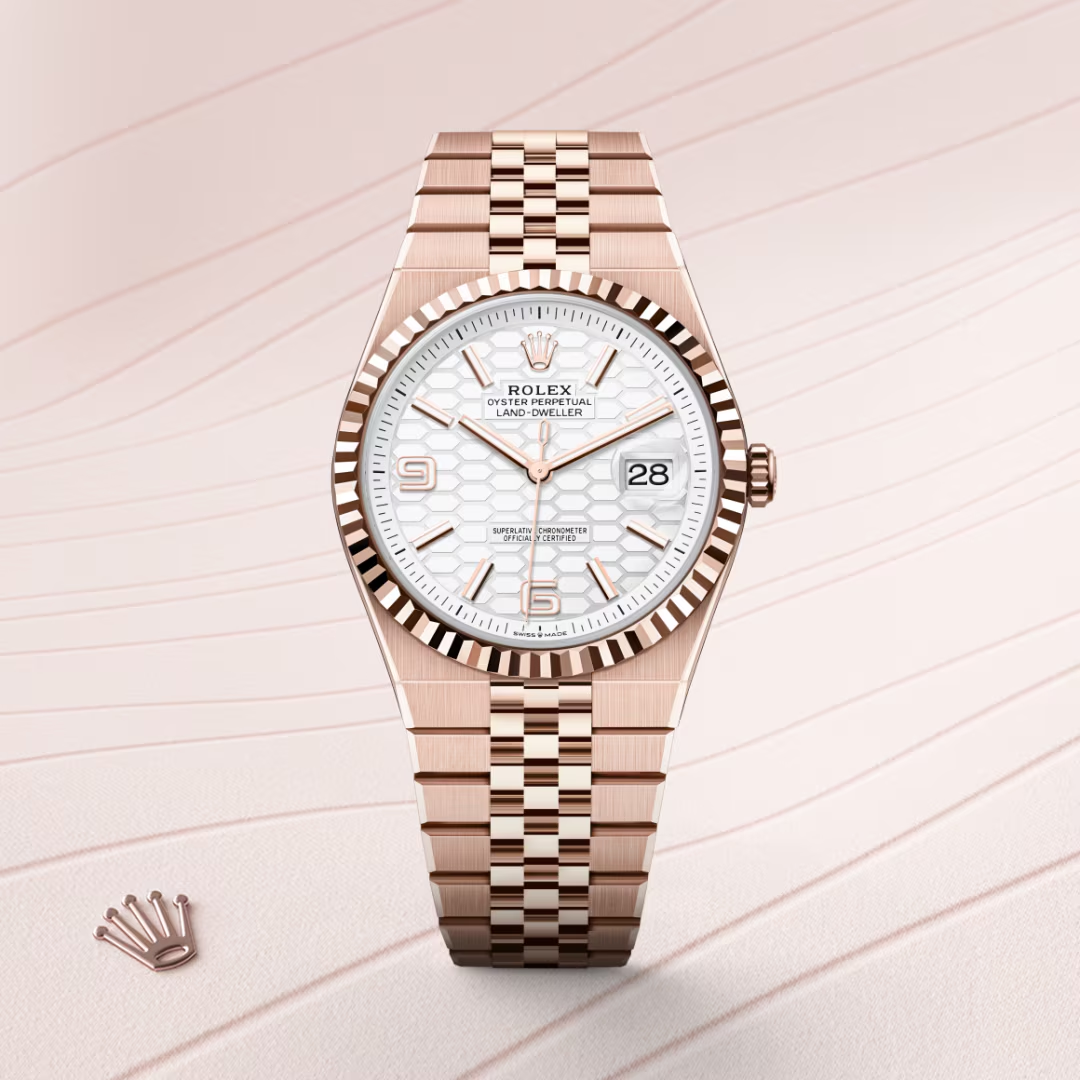 Rolex Land-Dweller Oyster, 40 mm, zlatá Everose