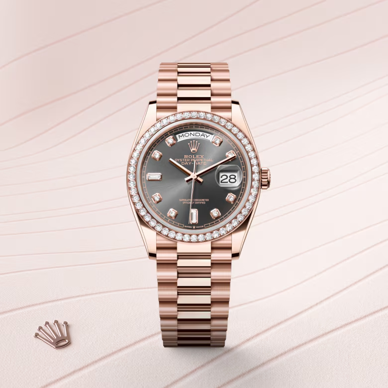 Rolex Day-Date 36 Oyster, 36 mm, růžové zlato a diamanty