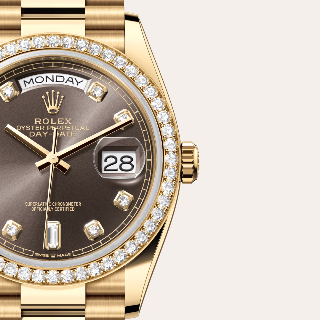 Rolex Date-Date 36 M128348RBR-0005 Oyster, 36 mm, žluté zlato a diamanty