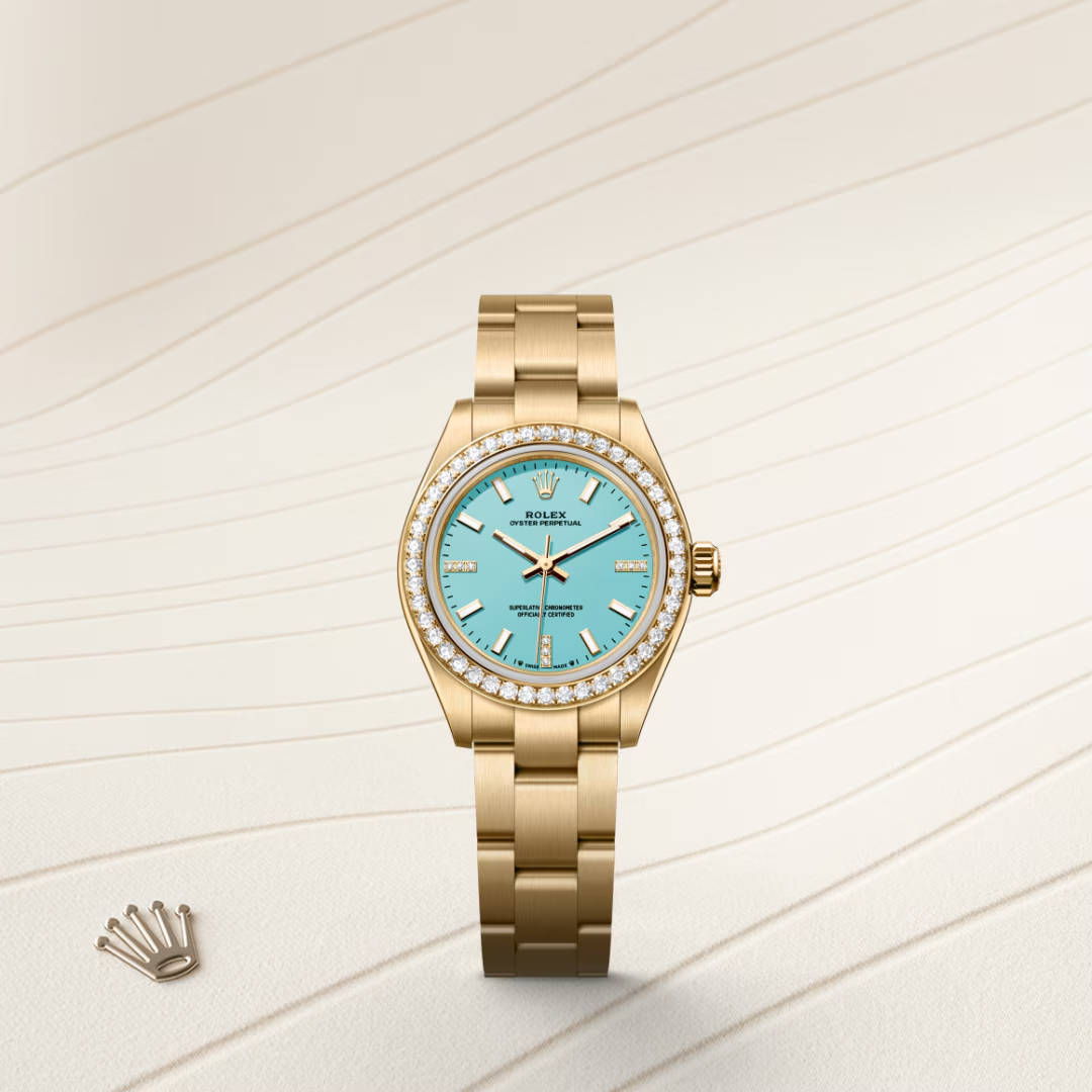 Rolex Oyster Perpetual 28 Oyster, 28 mm, žluté zlato a diamanty