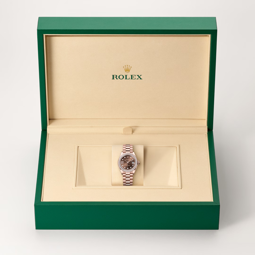 Rolex Lady-Datejust Oyster, 28 mm, růžové zlato a diamanty