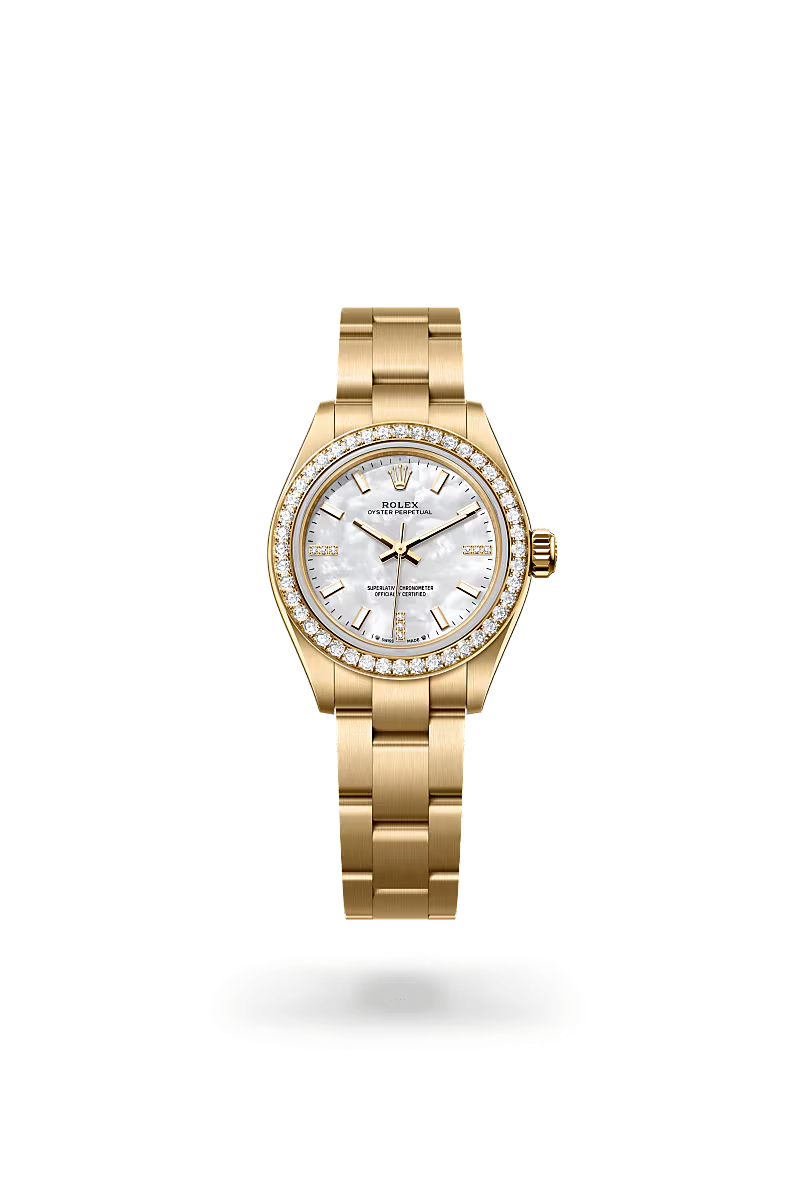 Rolex Oyster Perpetual 28 Oyster, 28 mm, žluté zlato a diamanty