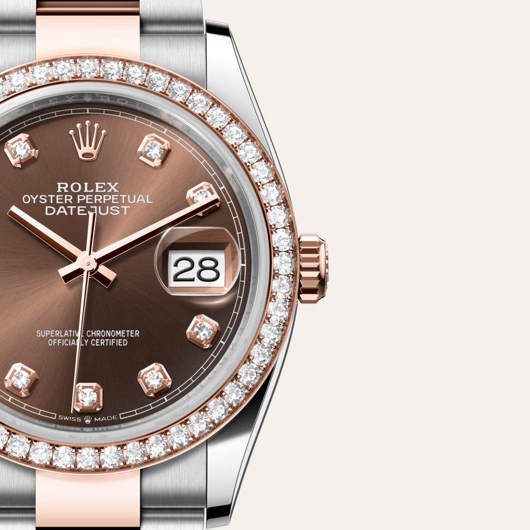 Rolex Datejust 36 Oyster, 36 mm, ocel Oystersteel, růžové zlato a diamanty