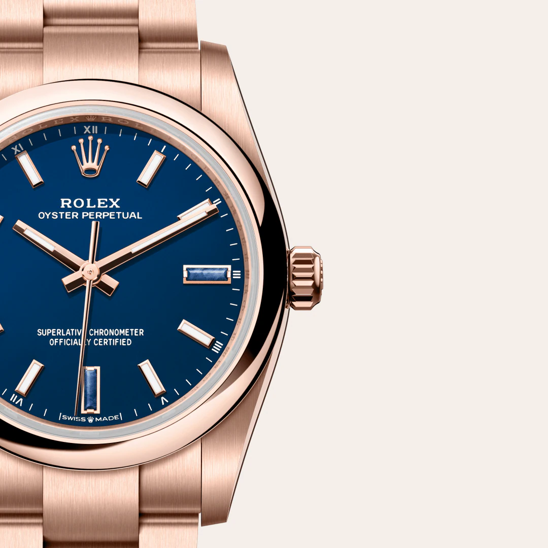 Rolex Oyster Perpetual 34 Oyster, 34 mm, zlatá Everose
