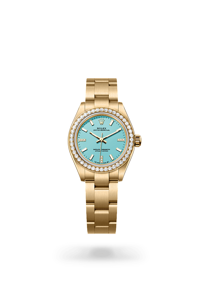 Rolex Oyster Perpetual 28 Oyster, 28 mm, žluté zlato a diamanty