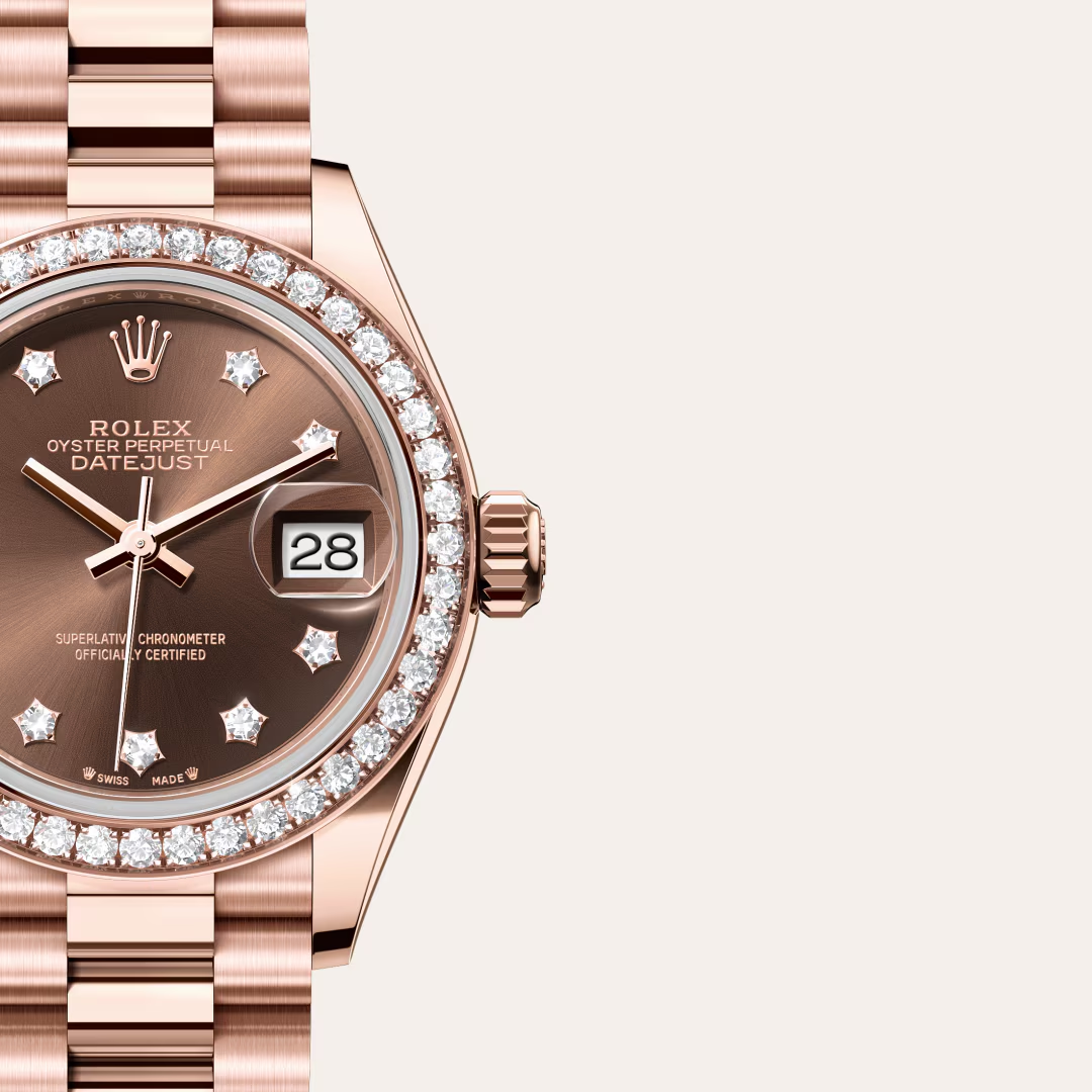 Rolex Lady-Datejust Oyster, 28 mm, růžové zlato a diamanty
