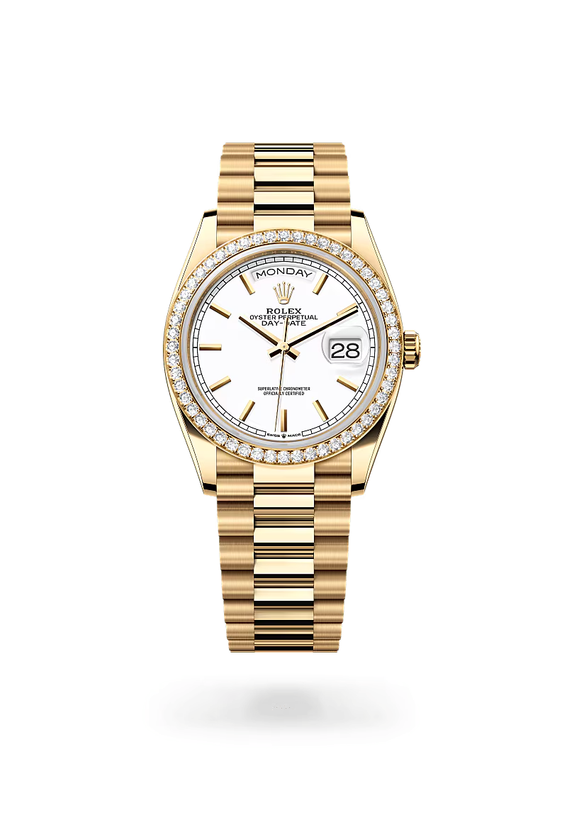 Rolex Day-Date 36 Oyster, 36 mm, žluté zlato a diamanty