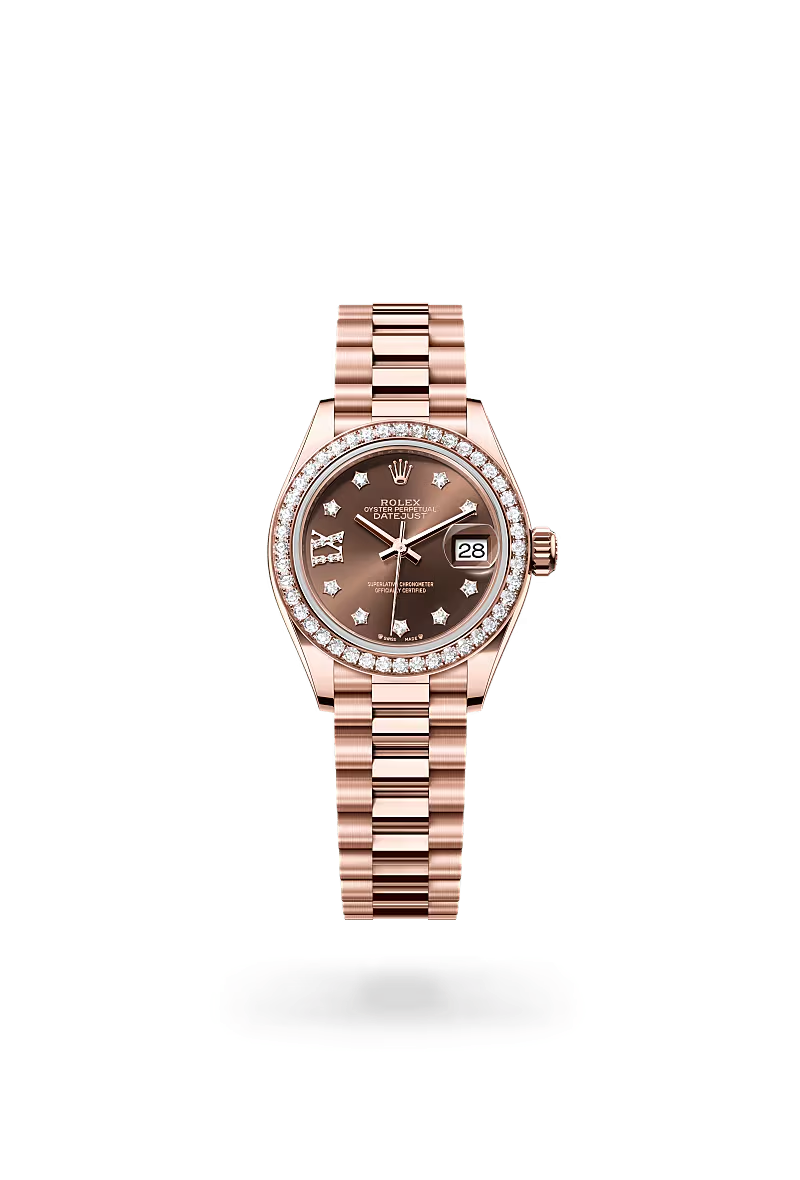 Rolex Lady-Datejust Oyster, 28 mm, růžové zlato a diamanty