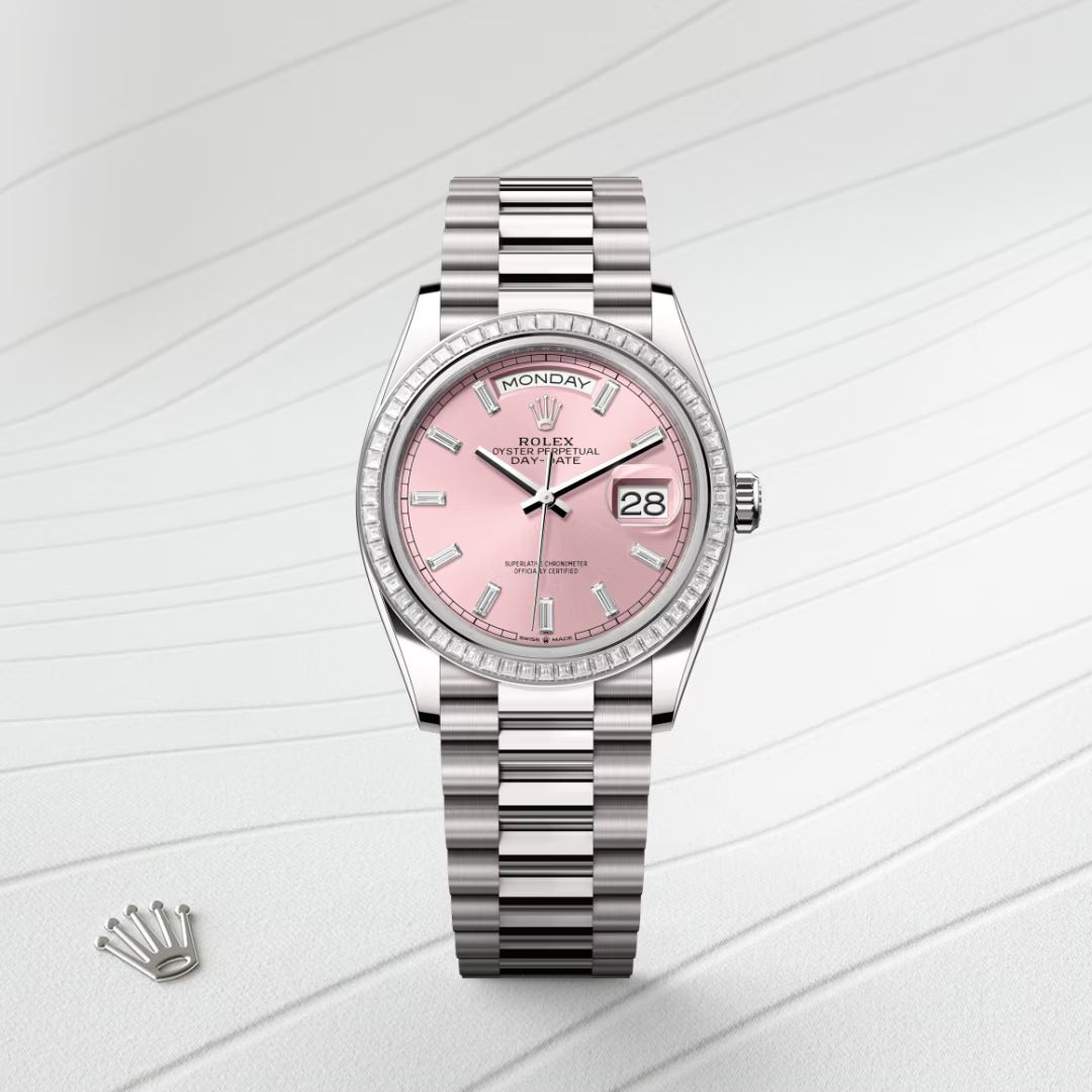 Rolex Day-Date 36 Oyster, 36 mm, bílé zlato a diamanty