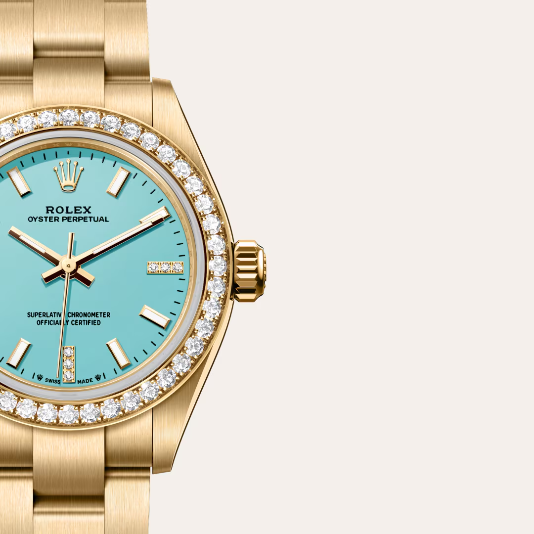 Rolex Oyster Perpetual 28 Oyster, 28 mm, žluté zlato a diamanty
