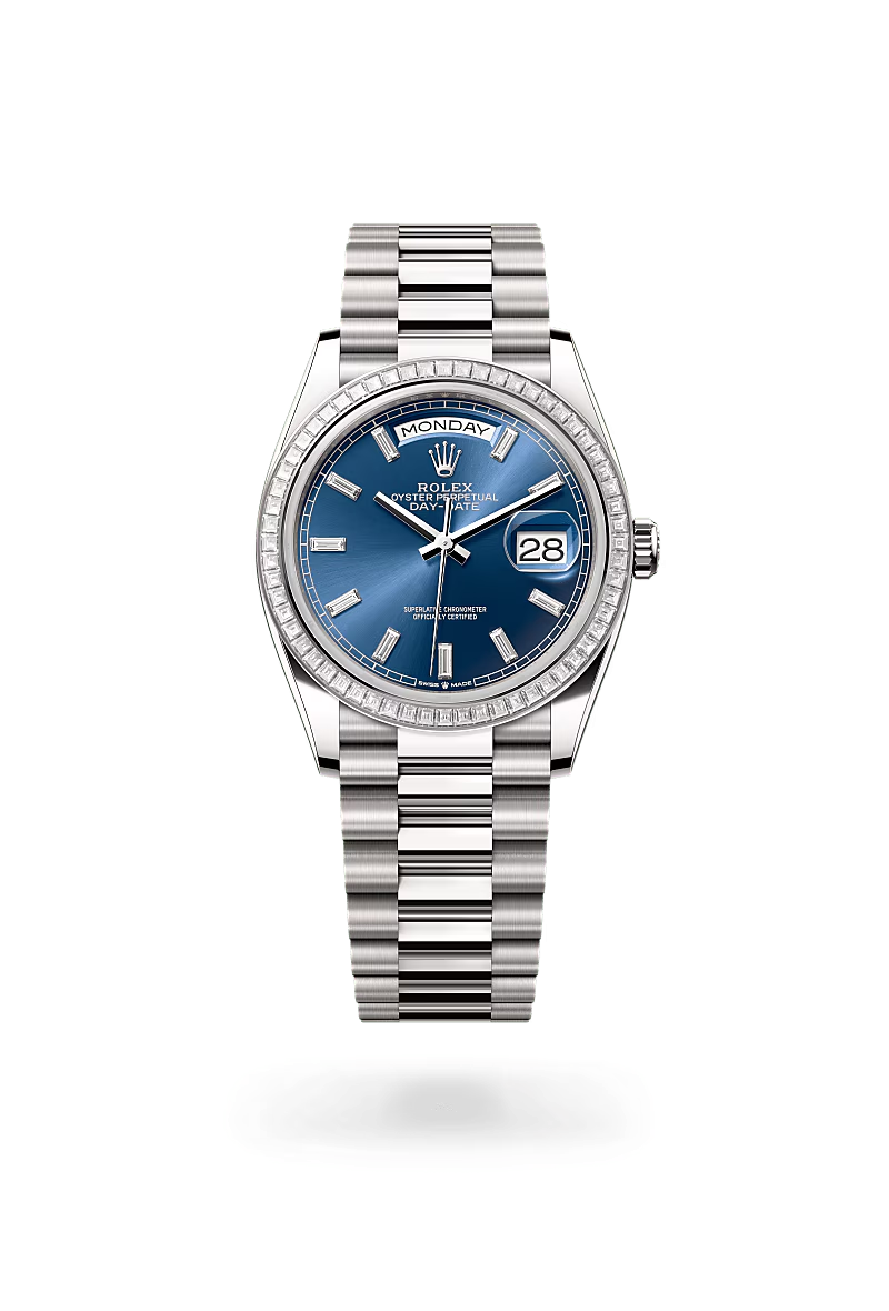 Rolex Day-Date 36 Oyster, 36 mm, bílé zlato a diamanty