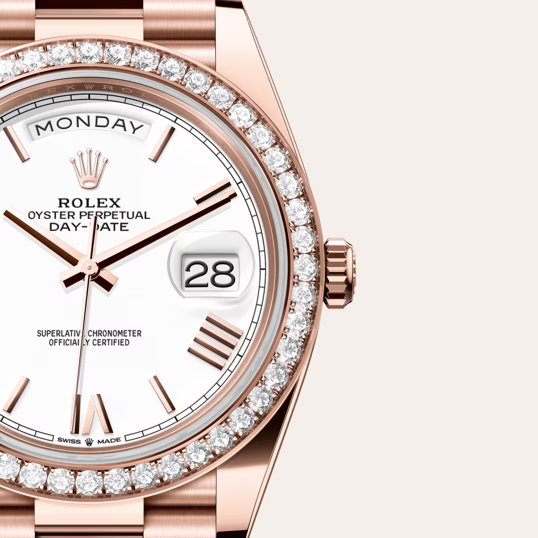 Rolex Day-Date 40 Oyster, 40 mm, růžové zlato a diamanty