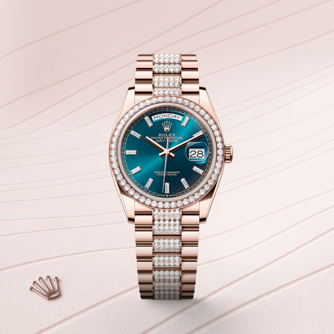 Rolex Day-Date 36 Oyster, 36 mm, růžové zlato a diamanty