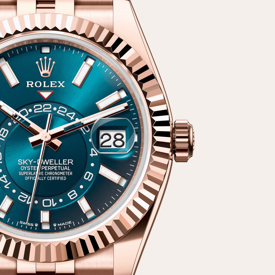 Rolex Sky-Dweller Oyster, 42 mm, zlatá Everose