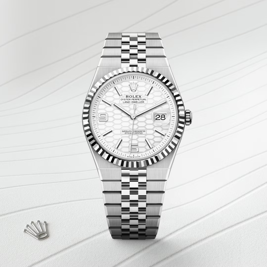 Rolex Land-Dweller Oyster, 40 mm, ocel Oyster a bílé zlato