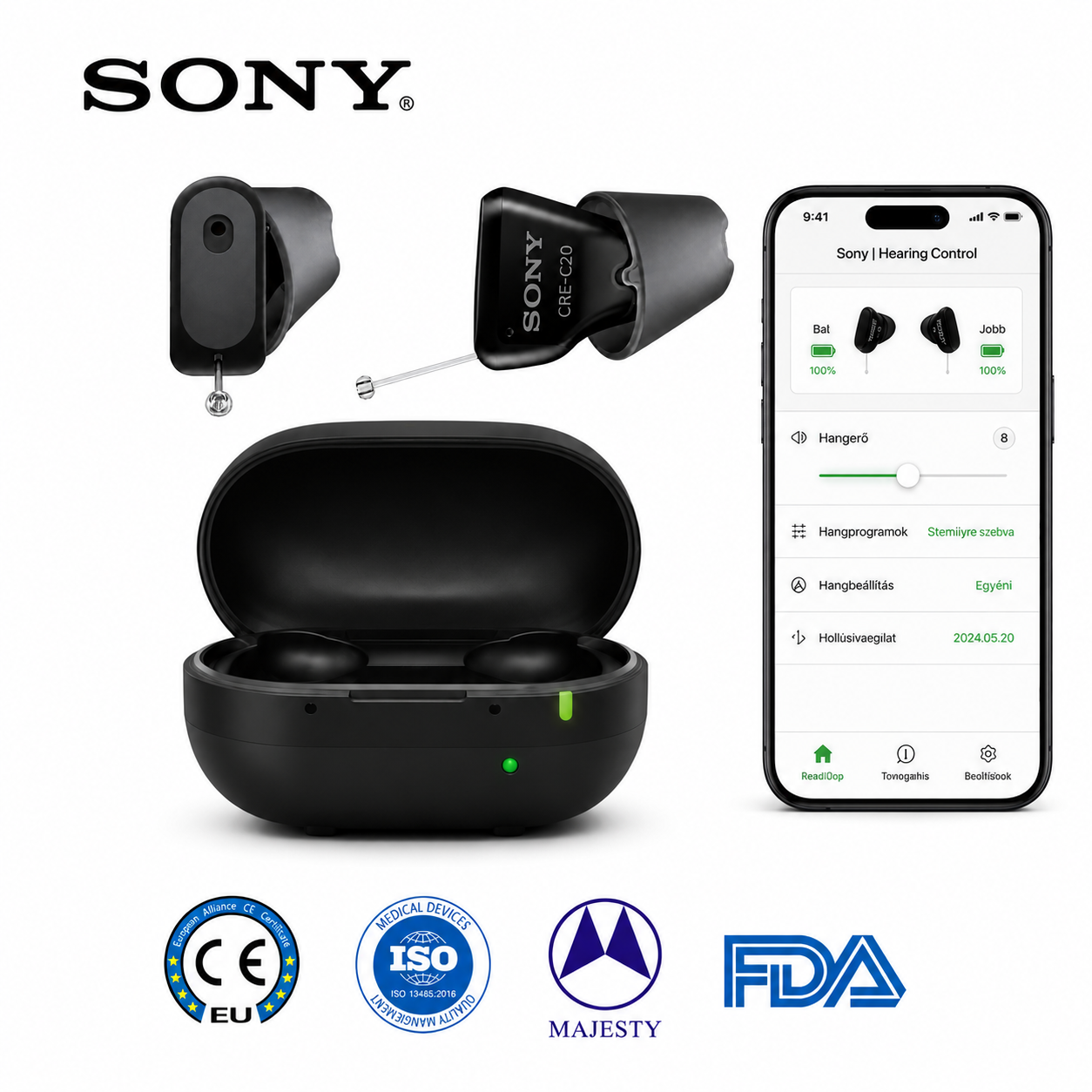 Sluchadla SONY C20 – neviditelné, schválené FDA, samonastavitelné řešení dostupné bez předpisu