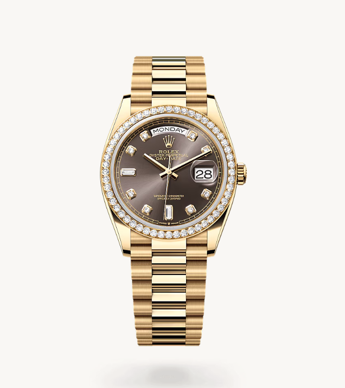 Rolex Date-Date 36 M128348RBR-0005 Oyster, 36 mm, žluté zlato a diamanty