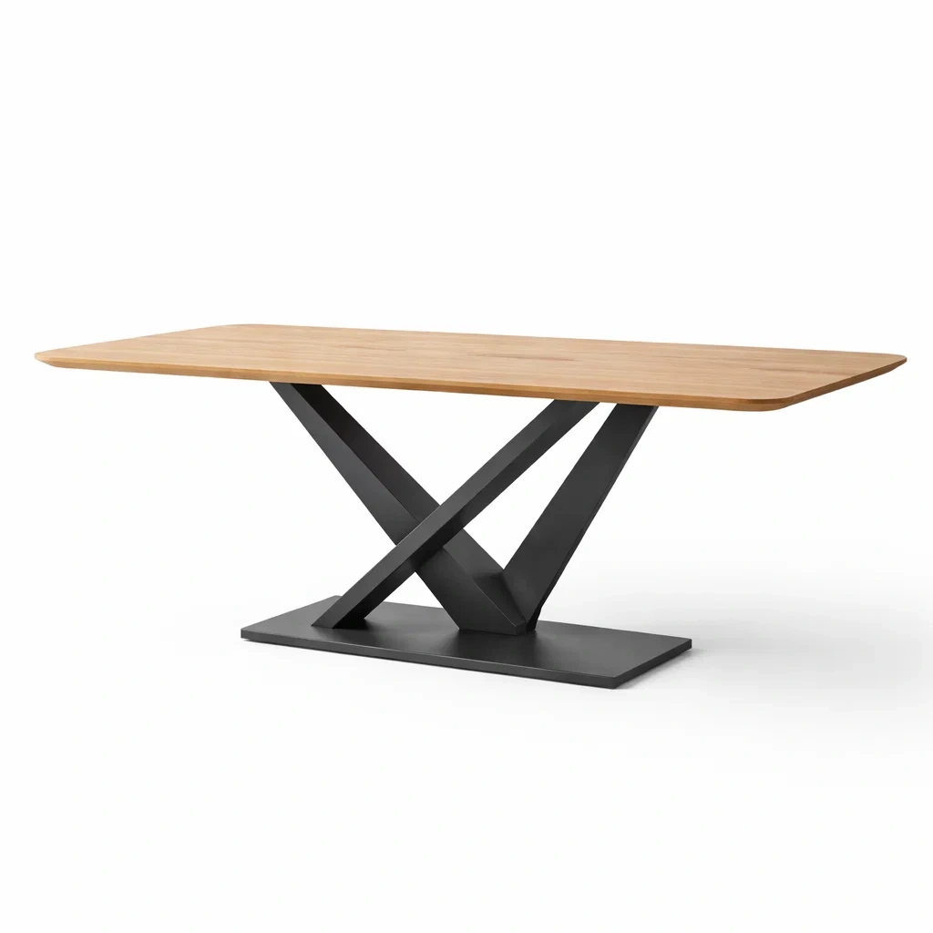 Tavolo rettangolare in Quercia e Metallo Nero 200x90x75 cm-HOMESOOTHE