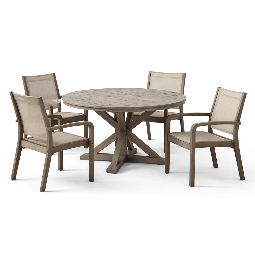 Set tavolo e sedie rotondo in Legno e Metallo-HOMESOOTHE