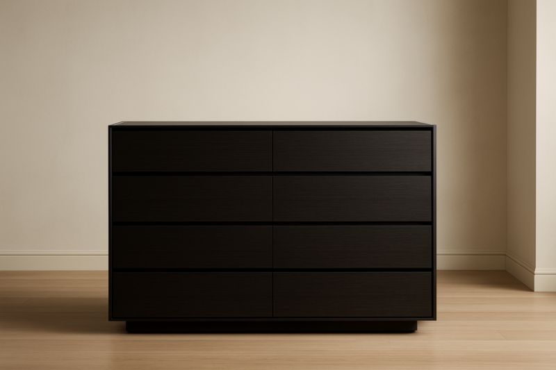 Commode en Bois 8 Tiroirs Noir 120x45x80 cm