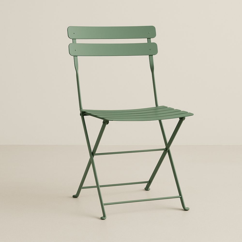 Chaise pliante en métal vert