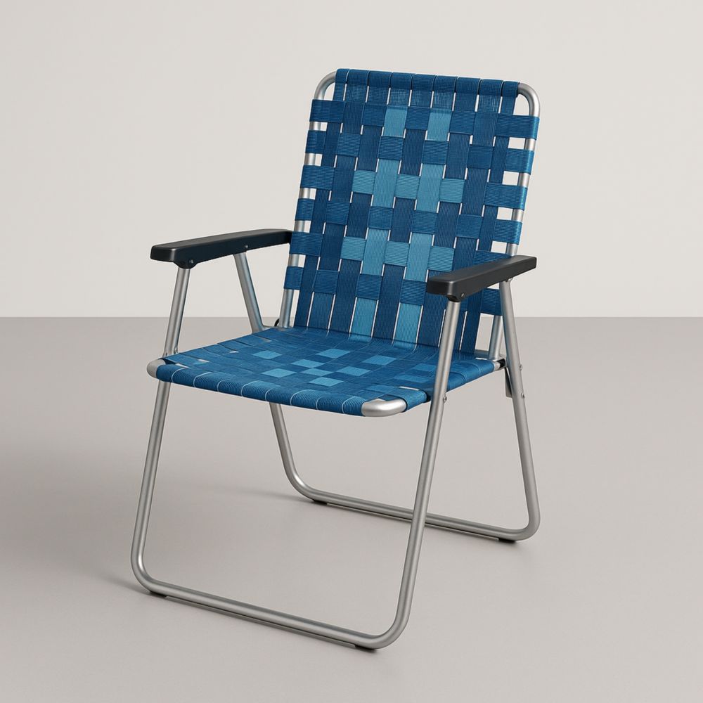 Chaise Pliante Bleu en Aluminium et Polyester
