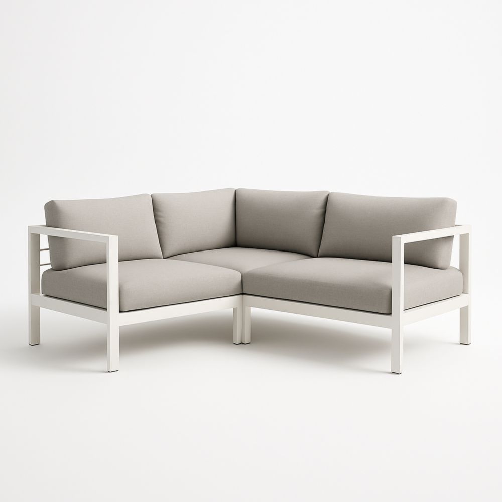 Canapé d'angle en aluminium et polyester gris