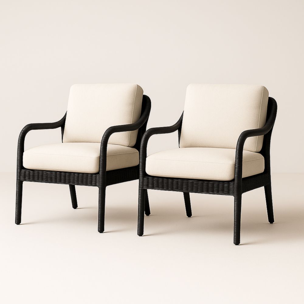 Lot de 2 fauteuils d'extérieur en métal et polyester 72x78x85 cm