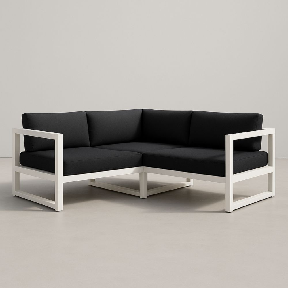 Canapé d'angle extérieur aluminium Noir Anthracite et Blanc