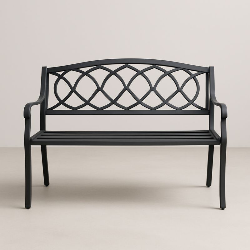 Banc de Jardin en Métal Noir 128 cm