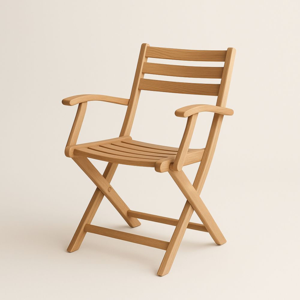 Chaise pliante en bois avec accoudoirs