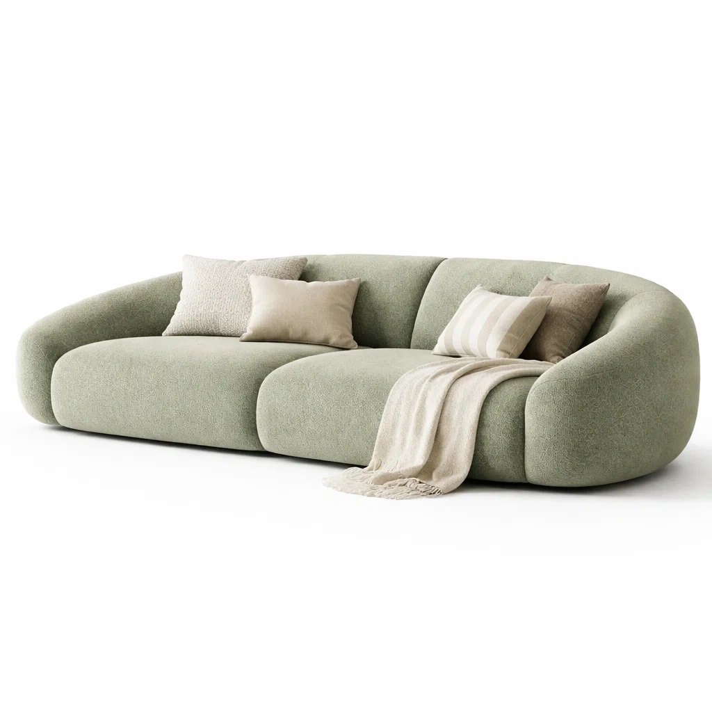 Canape design organique tissu vert clair 3 places moderne-EaseUnit