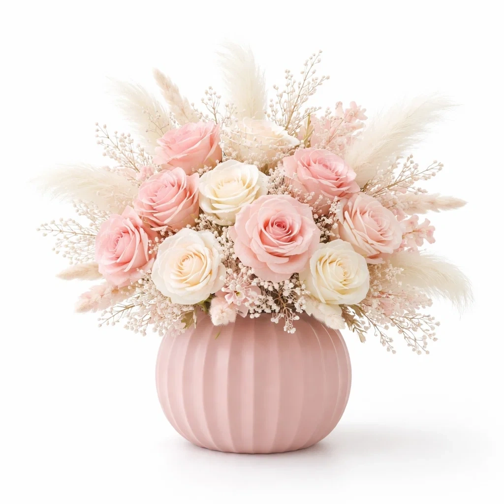 Vase decoratif rose avec bouquet floral artificiel pour salon-EaseUnit