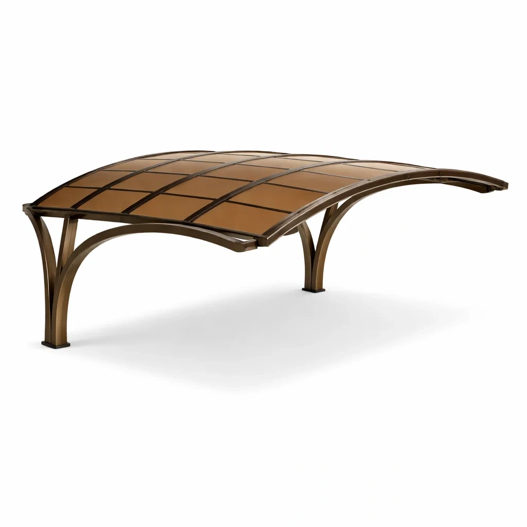 Abri voiture arquee en metal marron-MistHaus