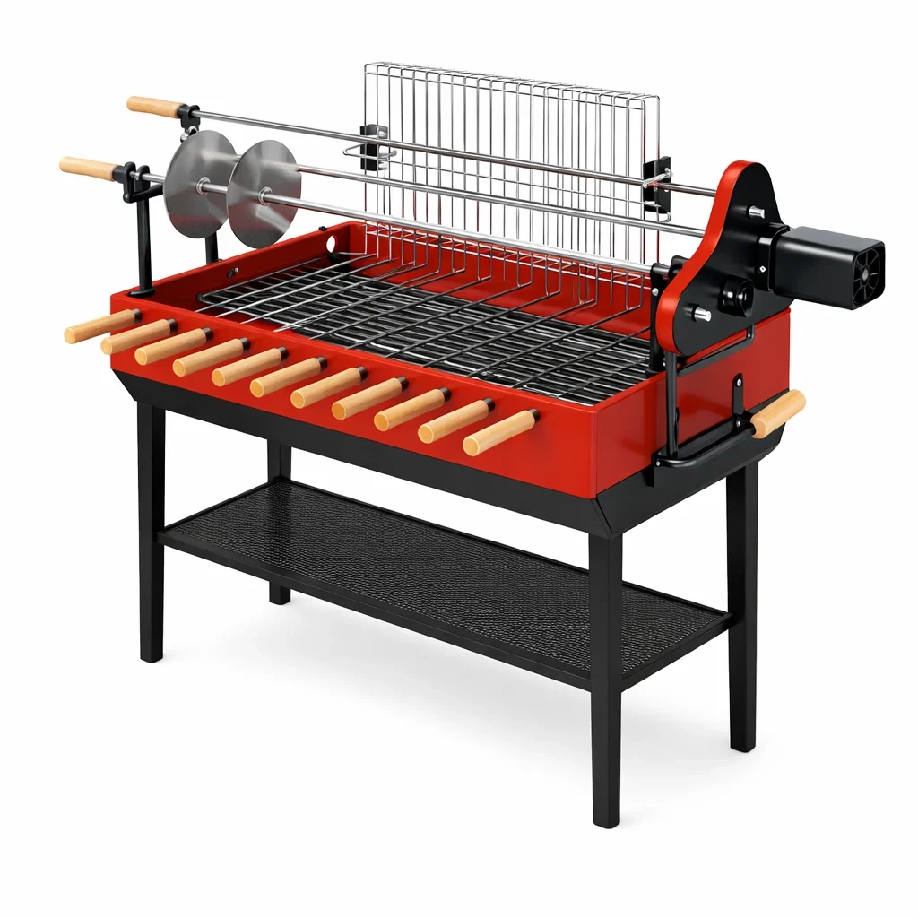 Rotissoire barbecue acier sur pieds avec broches-MistHaus
