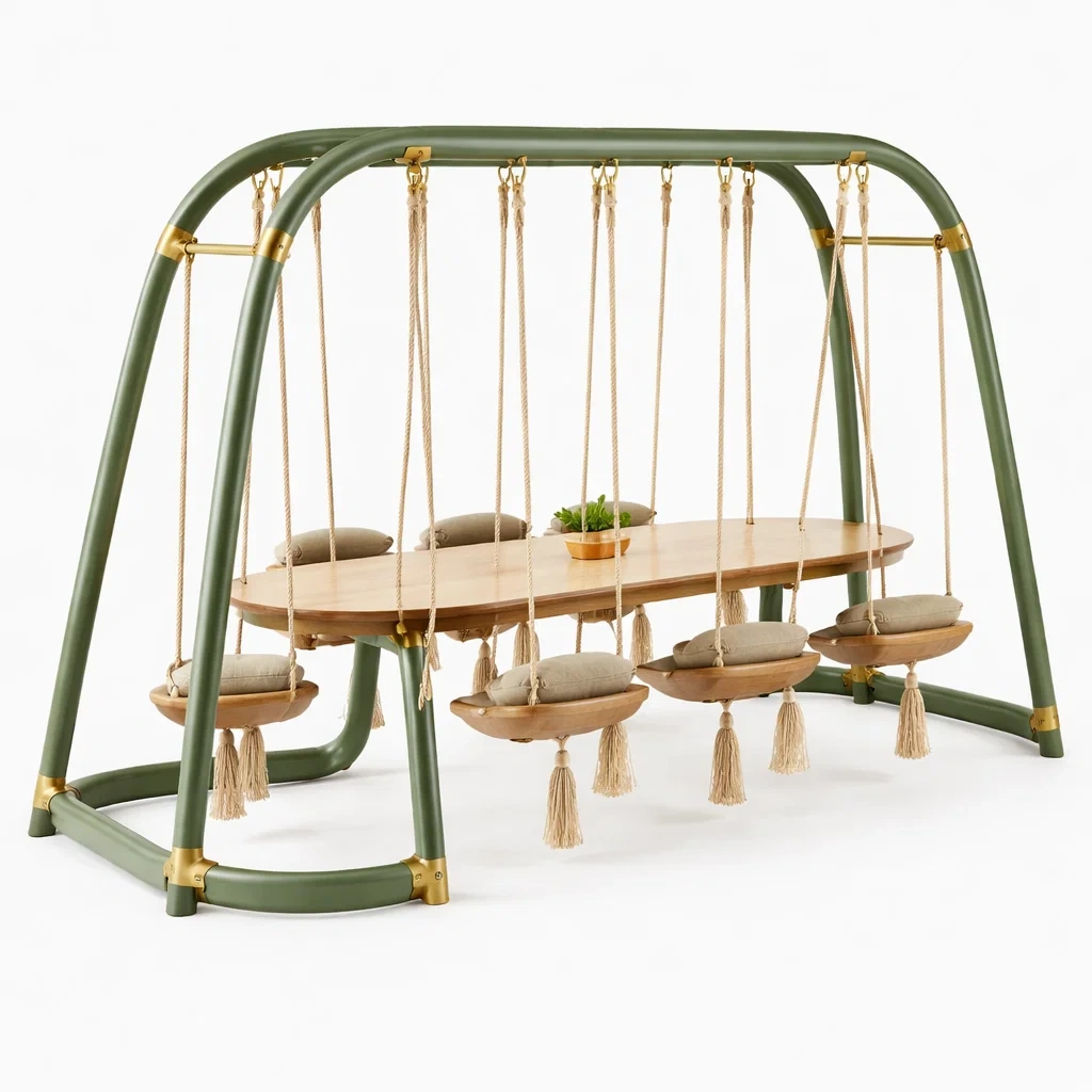 Ensemble repas suspendu contemporain pour terrasse et jardin-MistHaus