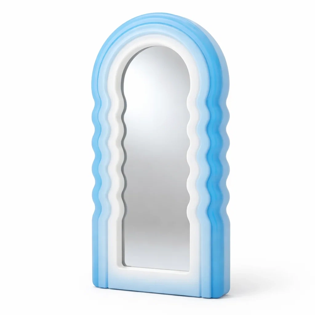 Miroir vertical design ondulation bleu-MistHaus