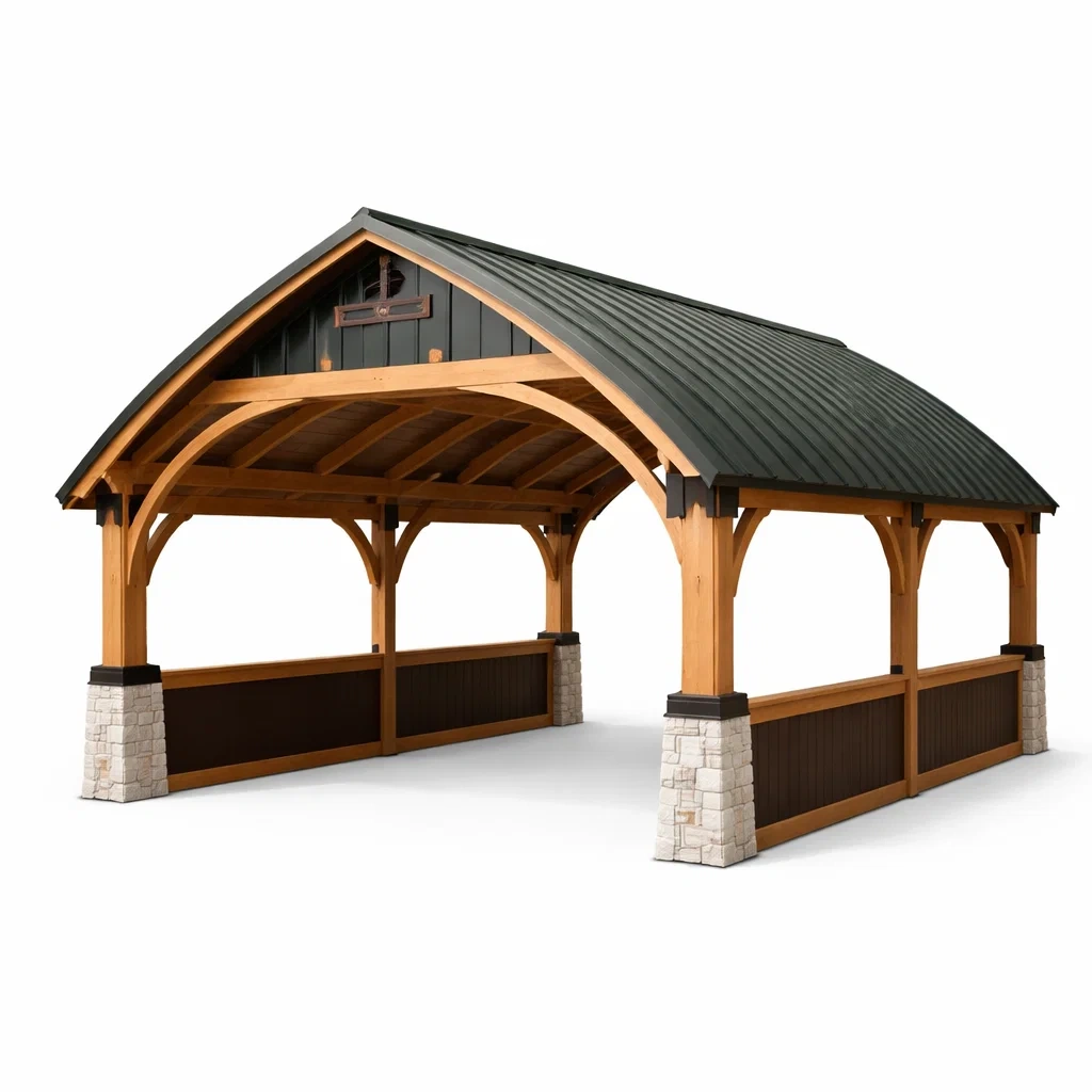 Abri ouvert en bois avec toit metallique-SimplyHeir