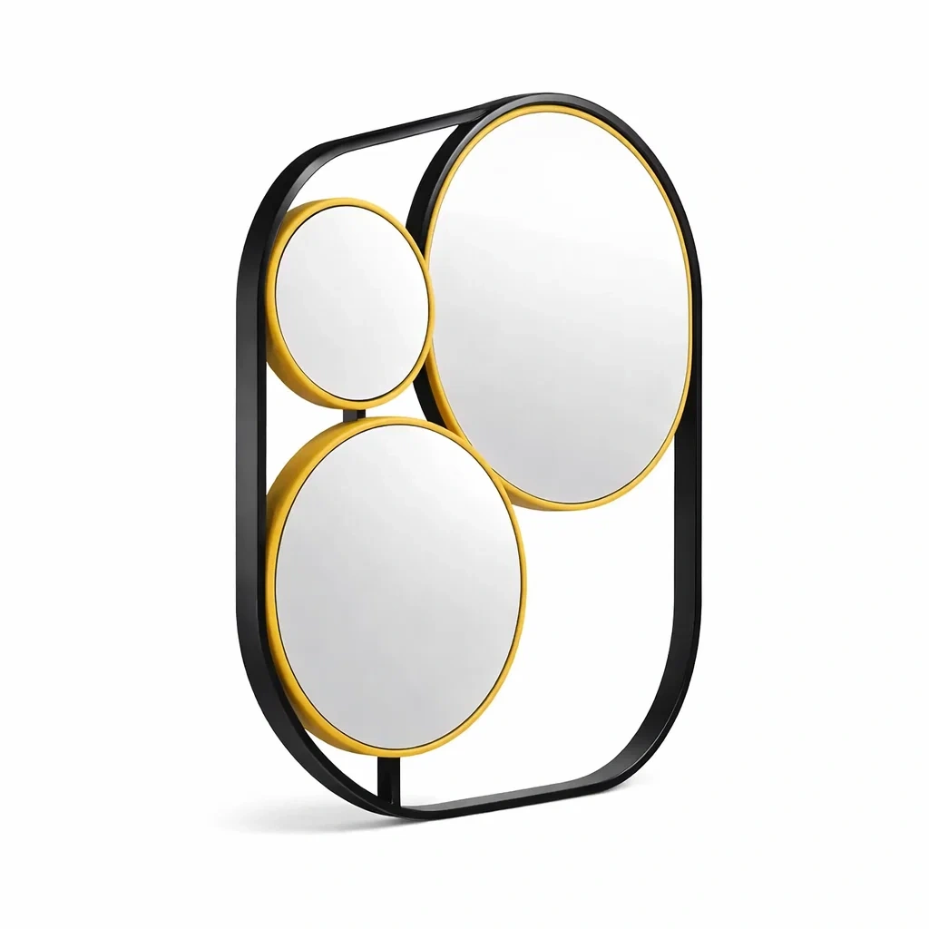 Ensemble de miroirs decoratifs circulaires sur structure metal