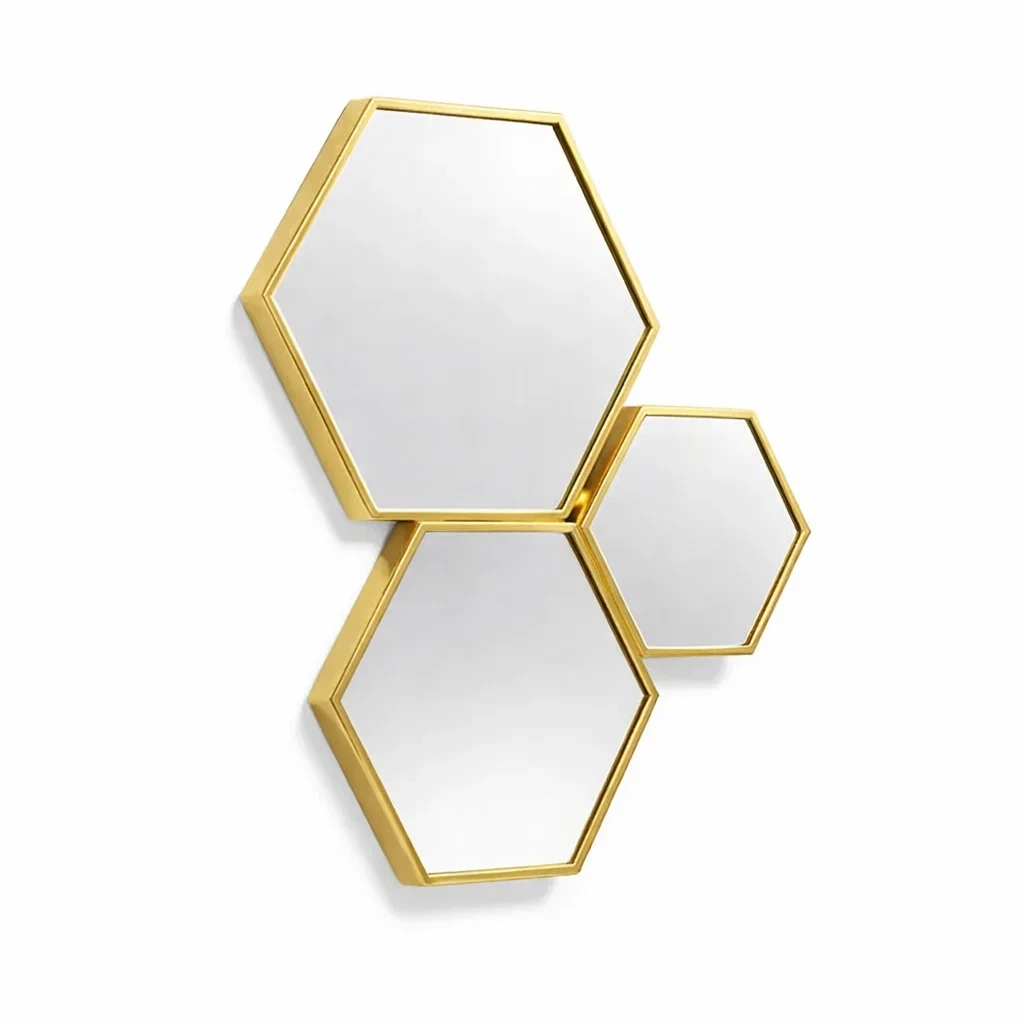 Ensemble de miroirs hexagonaux decoratifs muraux