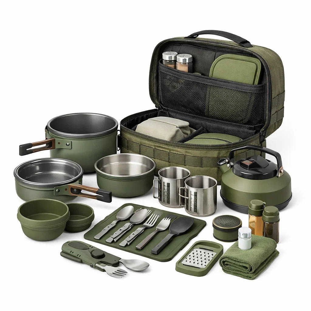 Set de cuisine camping leger avec sac souple-SimplyHeir